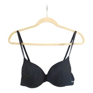 Thalia Sodi Sparkly Padded Underwire Push-up Bra in Black & Gold Size 36C